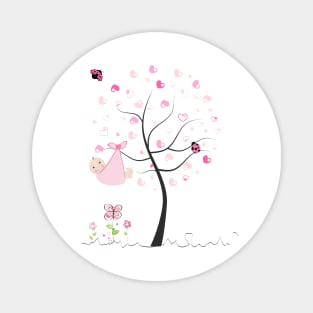 Baby shower greeting card. Baby girl Magnet